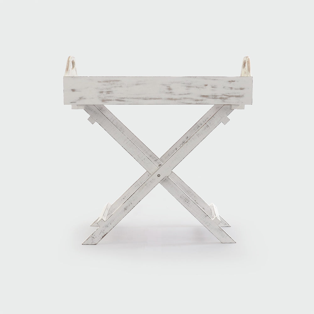 Foldable Bar Tray: Antique White Foldable Bar Tray: Antique White