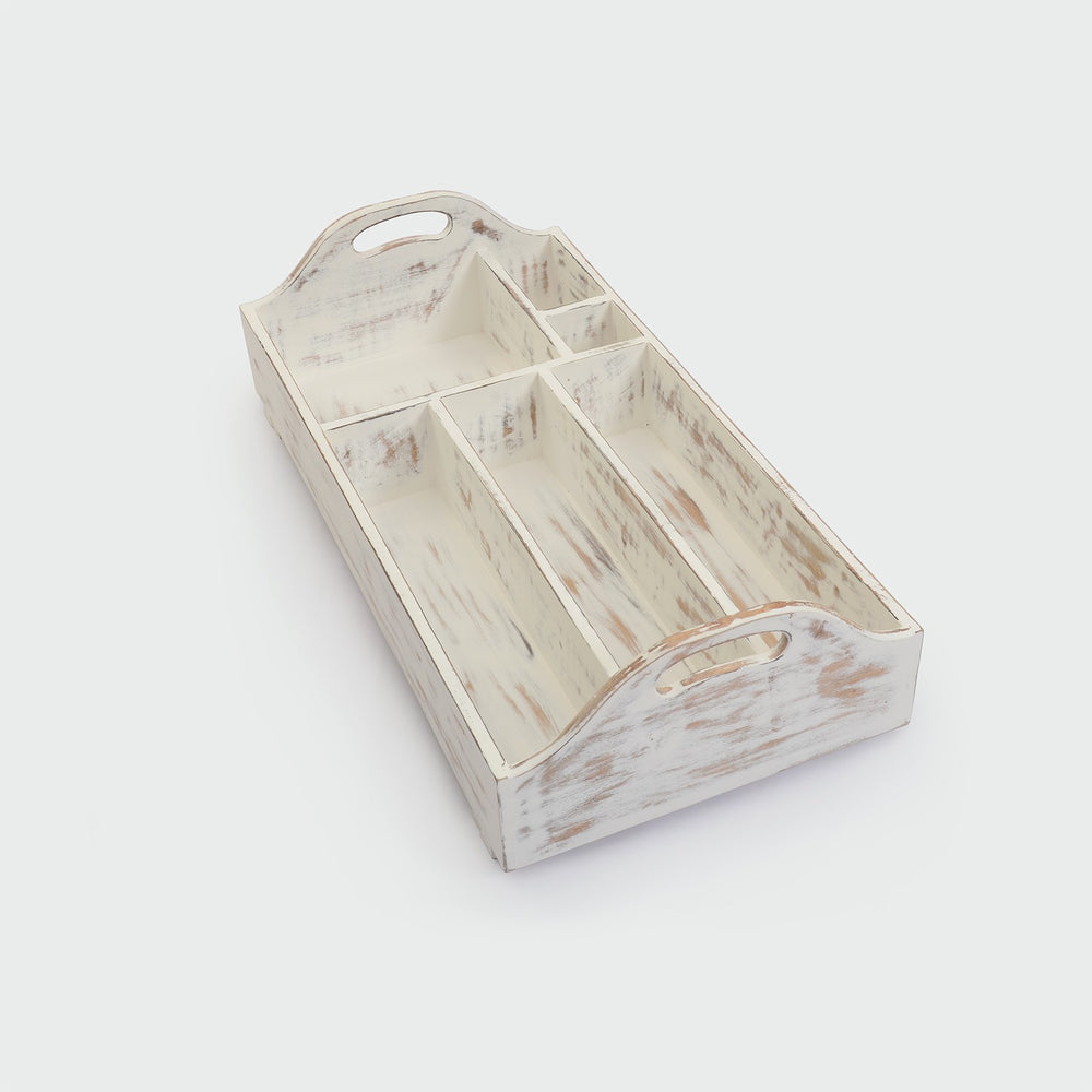 Foldable Bar Tray: Antique White Foldable Bar Tray: Antique White