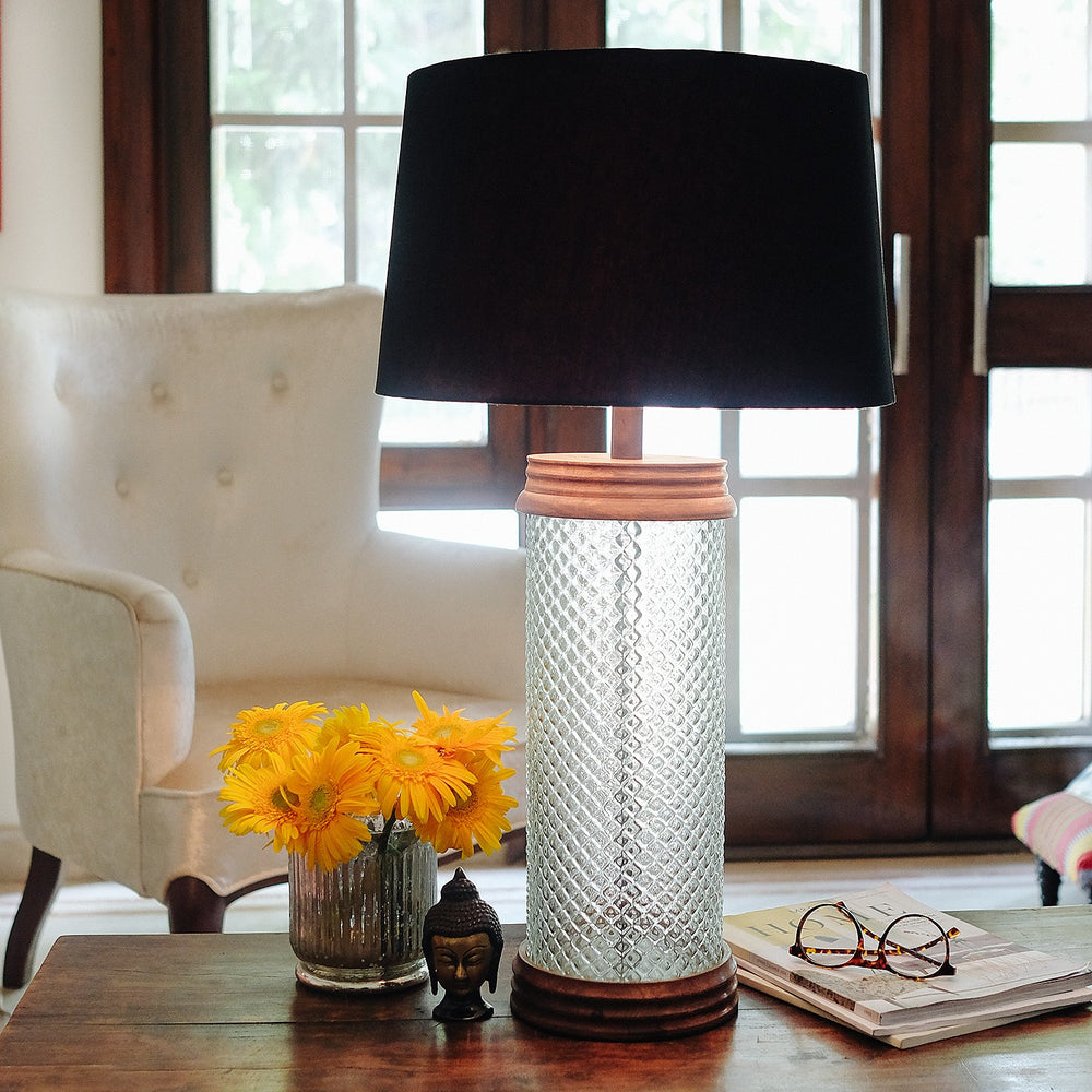 FACETED CRYSTAL LAMP: BLACK FACETED CRYSTAL LAMP: BLACK