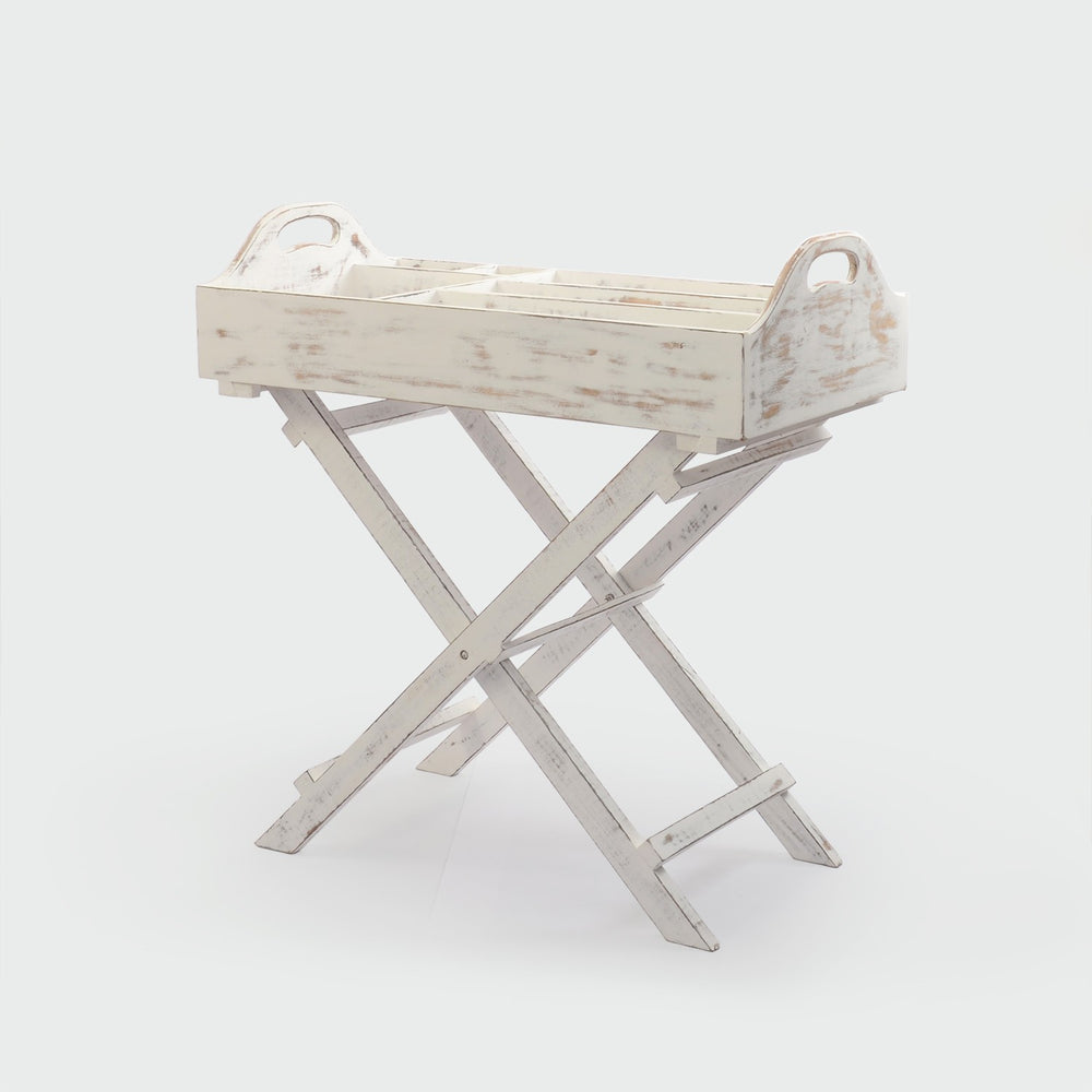 Foldable Bar Tray: Antique White Foldable Bar Tray: Antique White