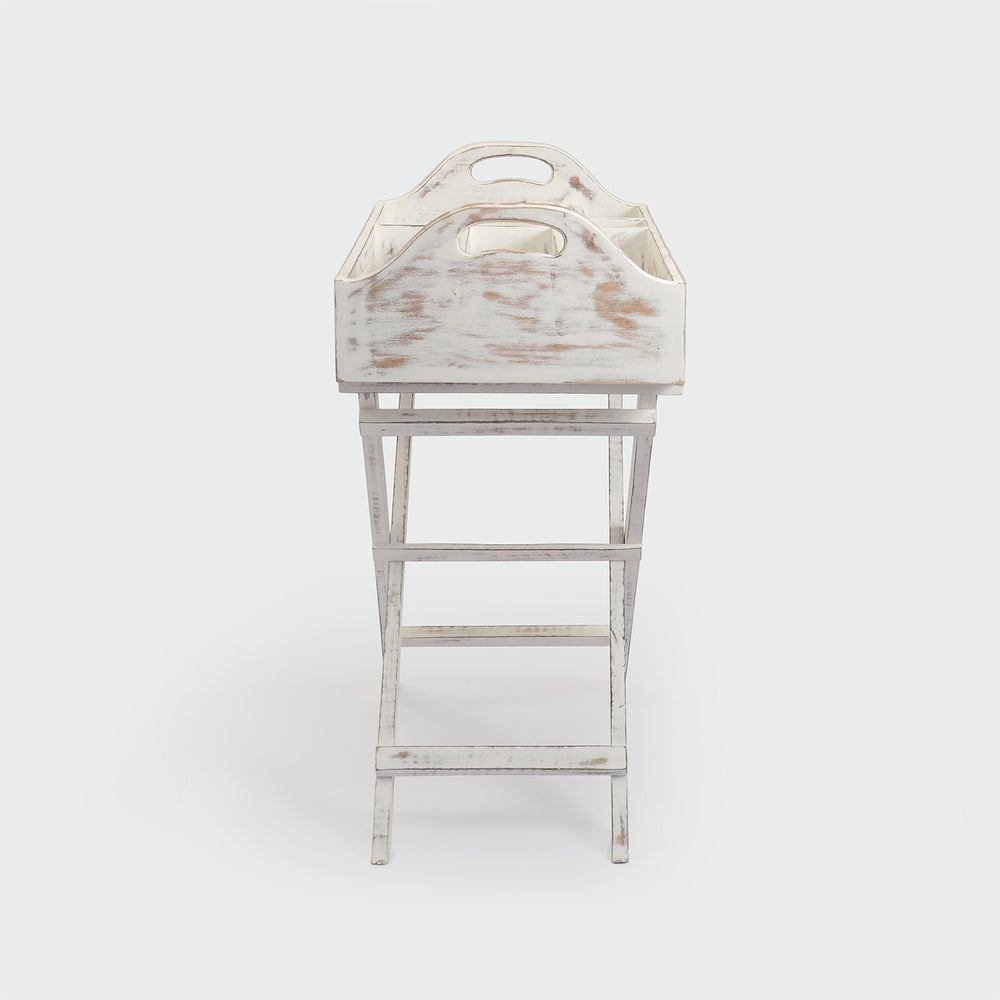 Foldable Bar Tray: Antique White Foldable Bar Tray: Antique White