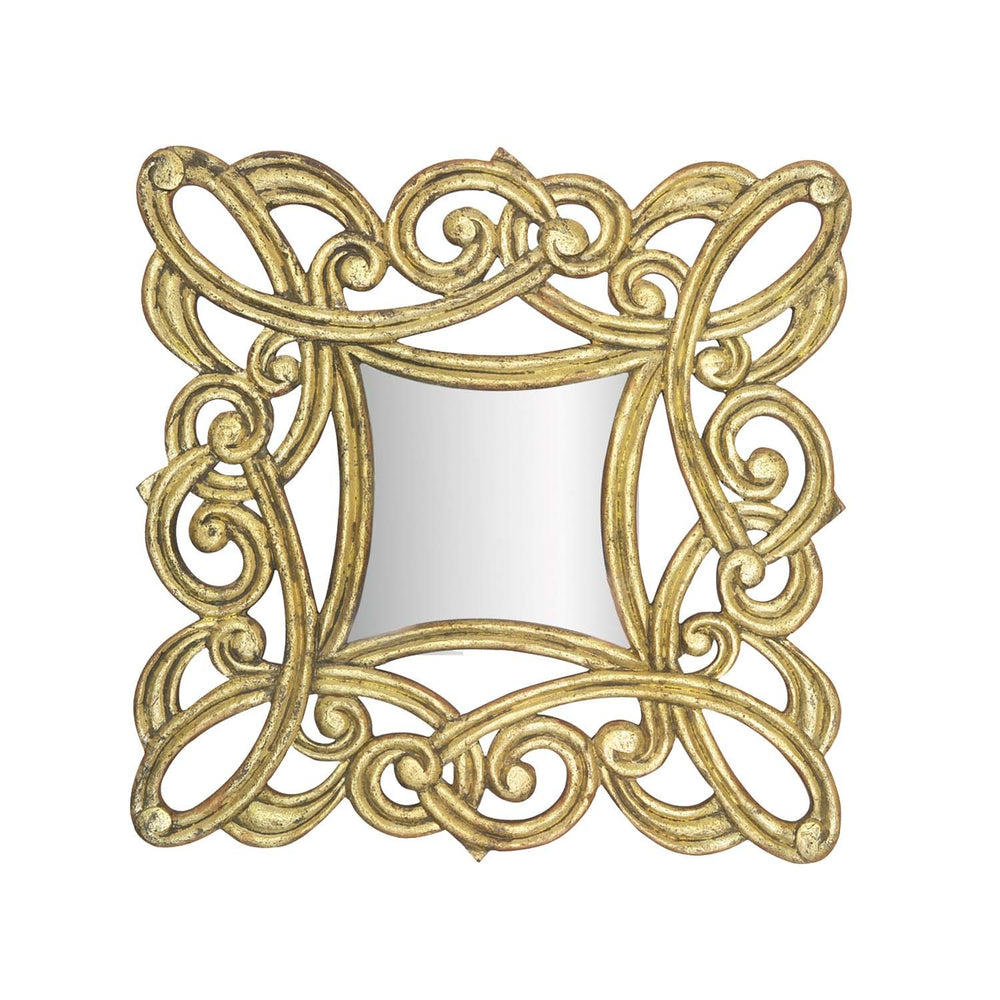 Carved Wall Art With Mirror: Gold Carved Wall Art With Mirror: Gold