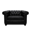 Jacob Chesterfield Single Seater Sofa: Black, Leather