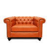 Jacob Chesterfield Single Seater Sofa: Tangerine, Leather