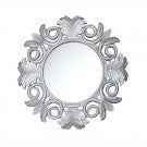 Carved Floral Mirror: Silver Carved Floral Mirror: Silver