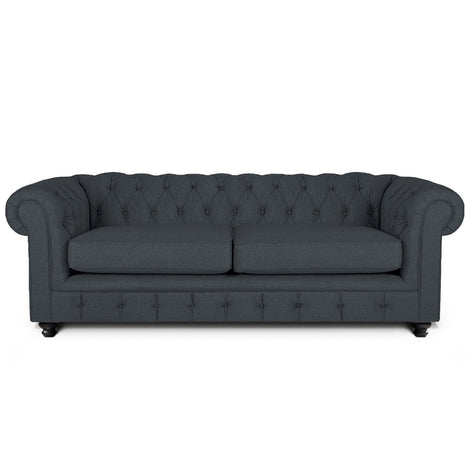 Rathburn Chesterfield 3 Seater Sofa: Smoke Grey, Fabric