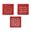 Fretwork Wall Art: Red (Set Of 3)