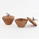 Wooden Bird Bowls With Lid Wooden Bird Bowls With Lid