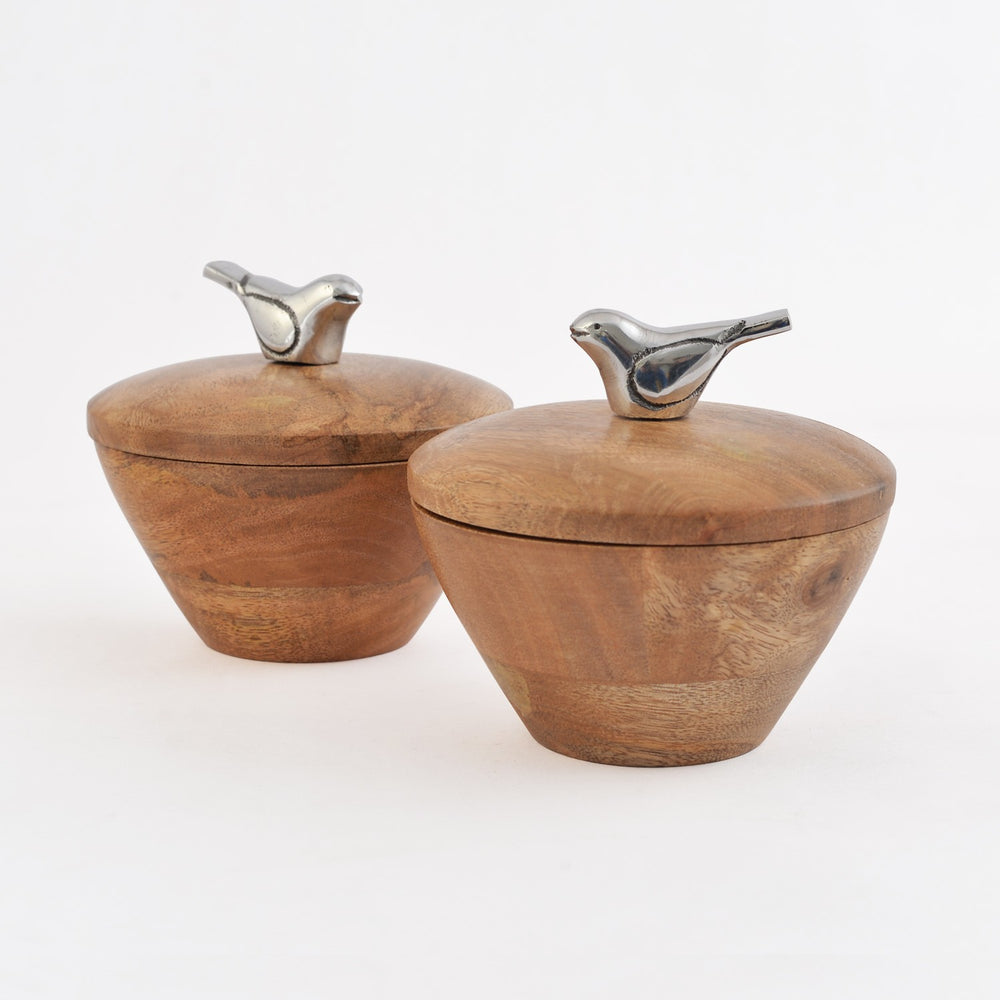 Wooden Bird Bowls With Lid Wooden Bird Bowls With Lid