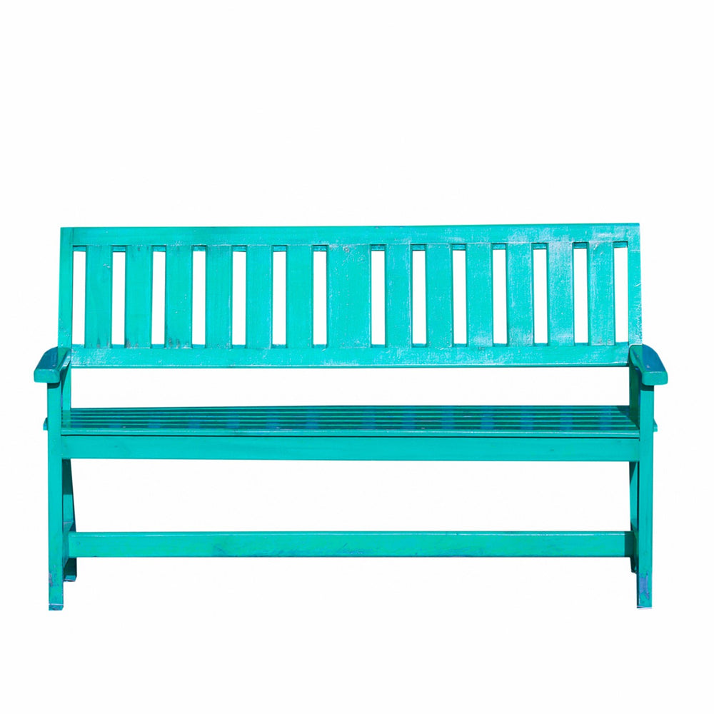 Slatted Back Bench: Turquoise Slatted Back Bench: Turquoise