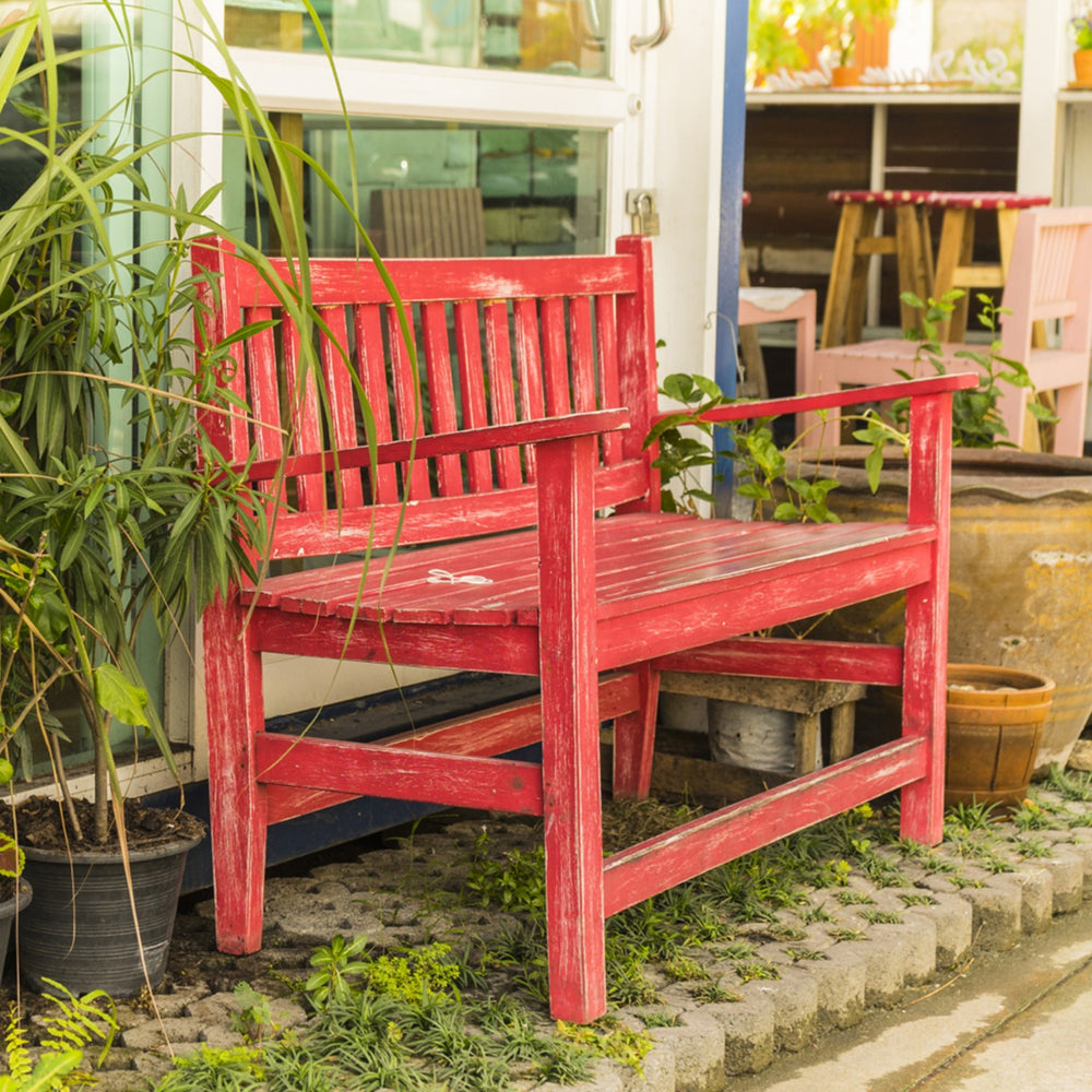 Antique Bench: Red Antique Bench: Red