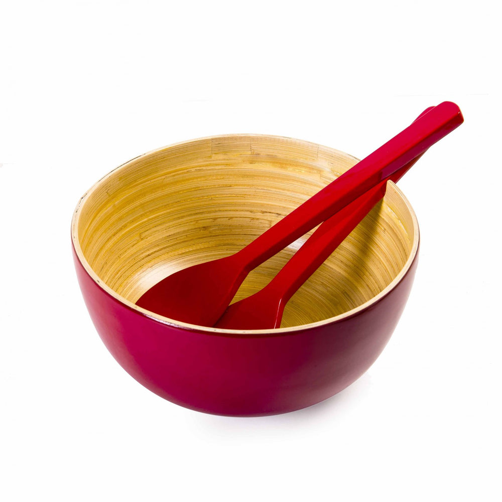 Bamboo Salad Bowl: Red Bamboo Salad Bowl: Red