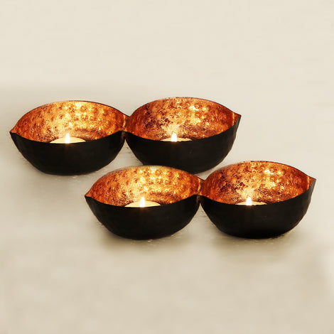 Table Top Copper Tea Light Holder (Set Of 2)