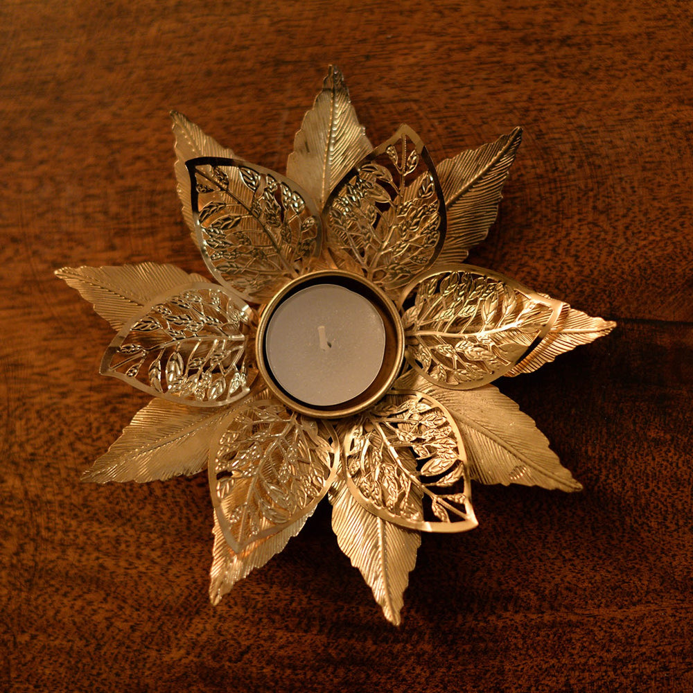 Small Golden Flower Tea Light Holder Small Golden Flower Tea Light Holder