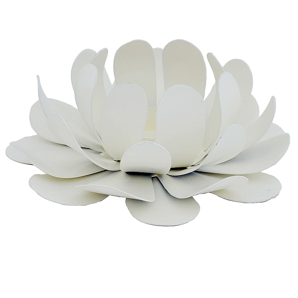 Flower Tea Light Holder: White, Powder Coated Flower Tea Light Holder: White, Powder Coated
