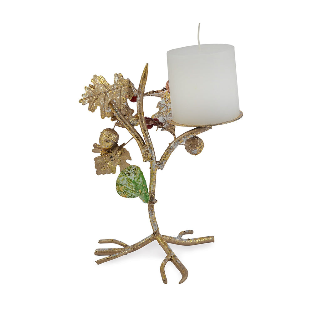 Antique Gold Foliage Candle Stand, Single Antique Gold Foliage Candle Stand, Single