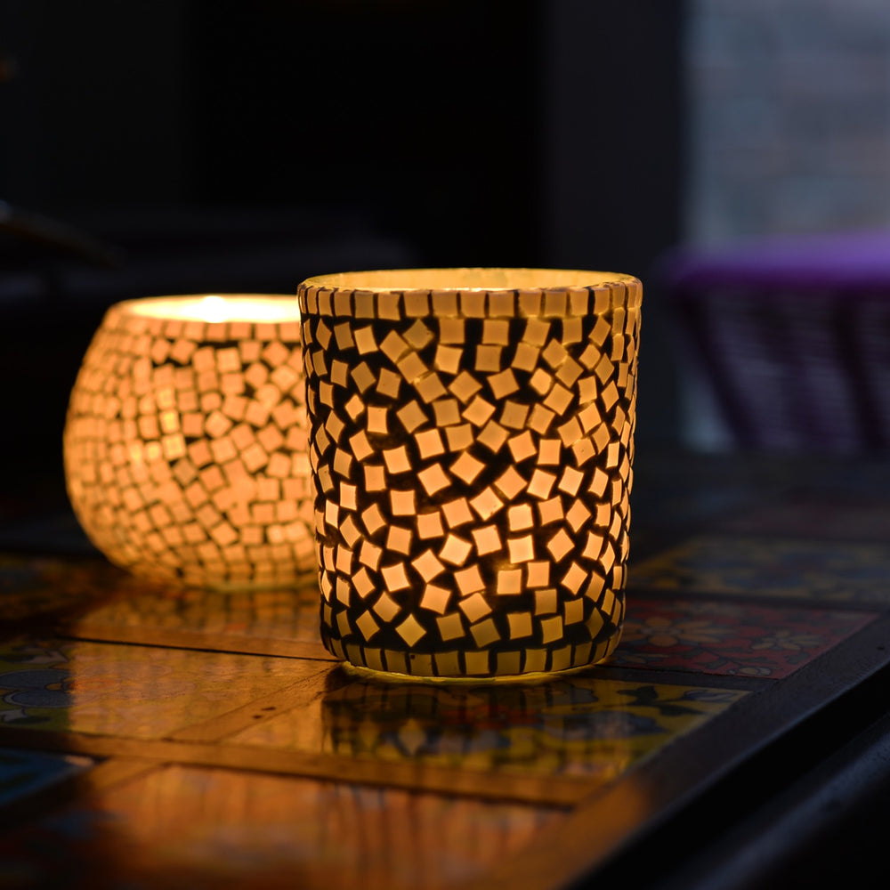 White Mosaic Votive Holder White Mosaic Votive Holder