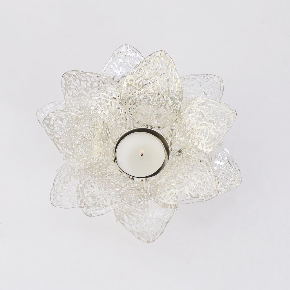Silver Flower Tea Light Holder Silver Flower Tea Light Holder
