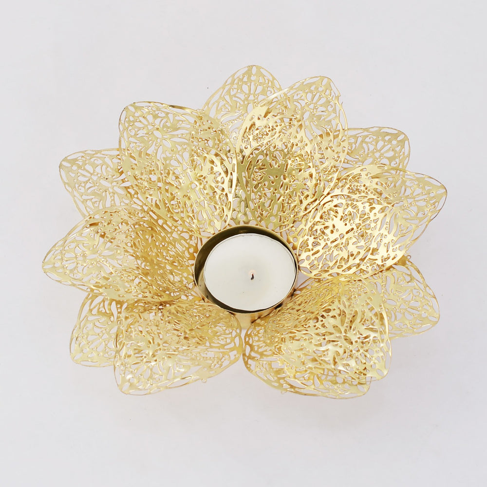 Golden Flower Tea Light Holder Golden Flower Tea Light Holder