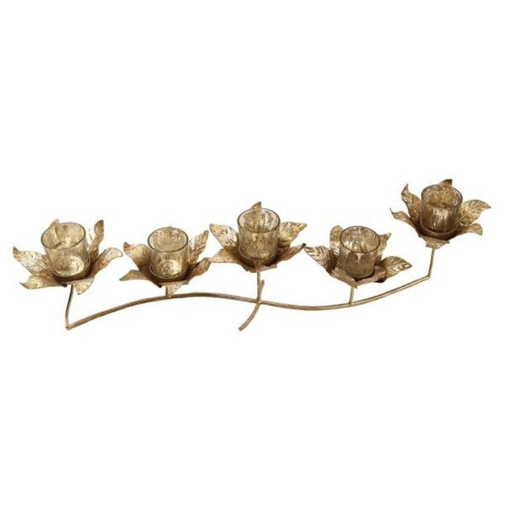 Gold And Silver 5 Flower Tea Light Votive Holder Gold And Silver 5 Flower Tea Light Votive Holder