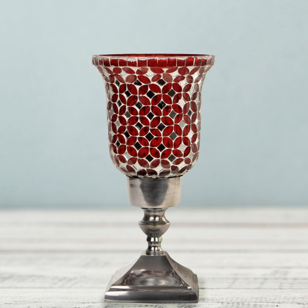 Red Mosaic Small Candle Holders Red Mosaic Small Candle Holders