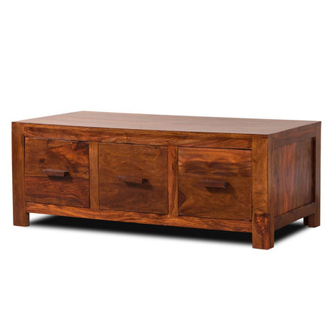Sheesham Coffee Table With 6 Drawers