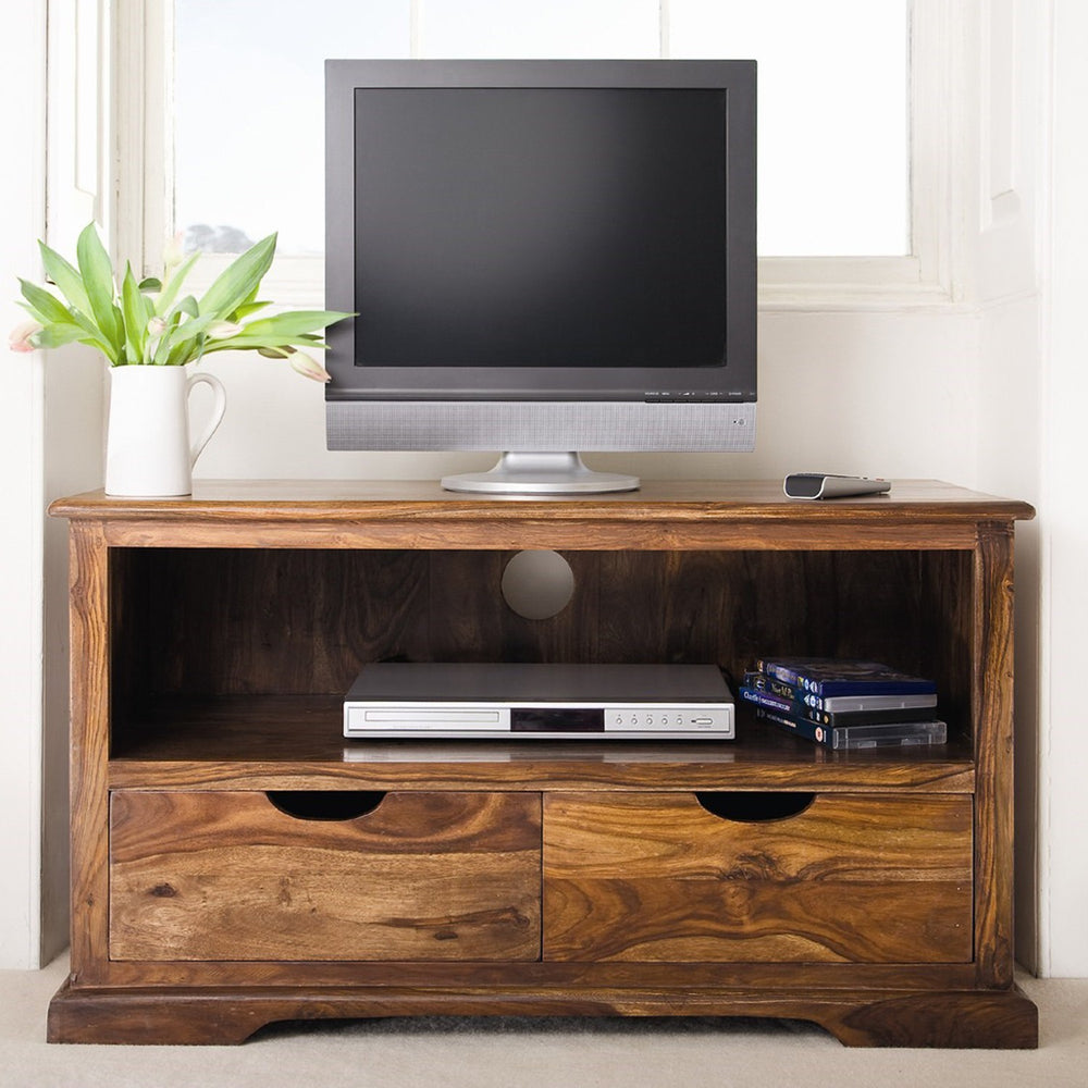 Sheesham Wood Plasma TV Stand With 2 Drawers Sheesham Wood Plasma TV Stand With 2 Drawers
