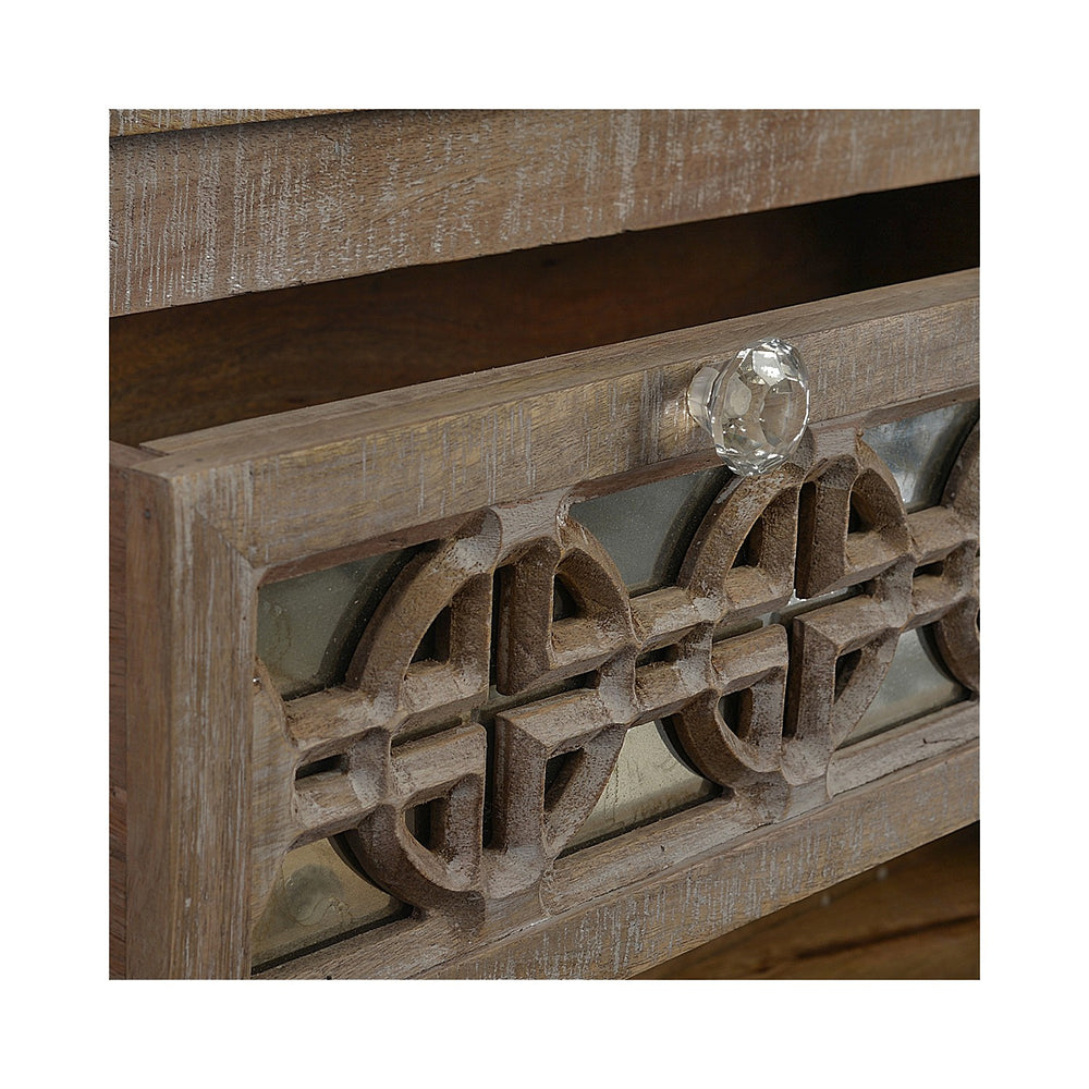 Chest Of Drawers With Wood Carving And Crystal Knobs