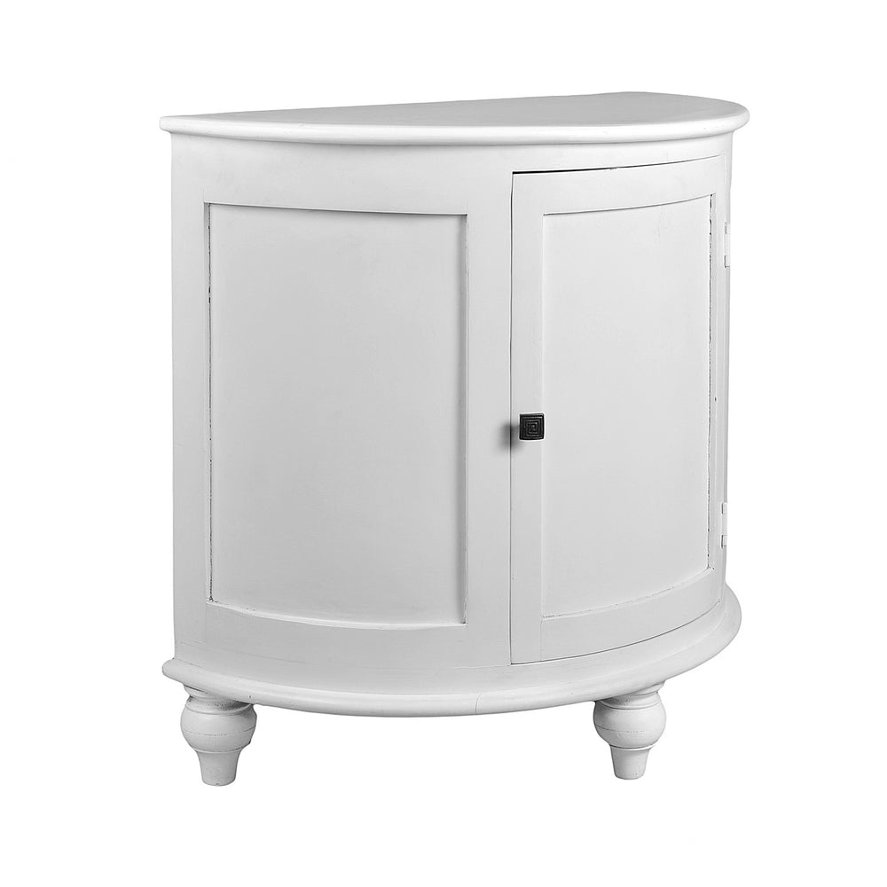 Semi Circle Side Cabinet: White Wash Finish Semi Circle Side Cabinet: White Wash Finish