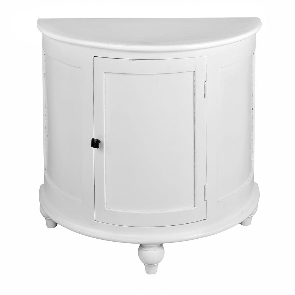 Semi Circle Side Cabinet: White Wash Finish Semi Circle Side Cabinet: White Wash Finish