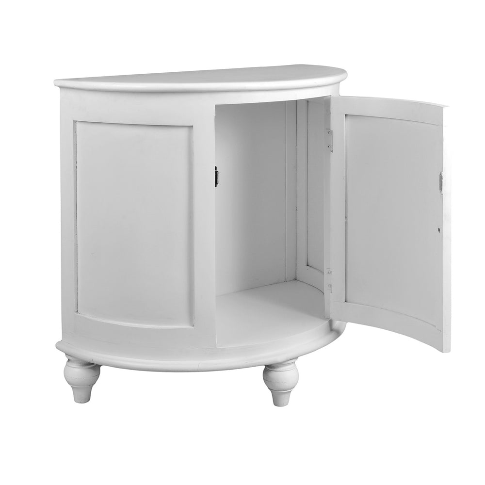 Semi Circle Side Cabinet: White Wash Finish Semi Circle Side Cabinet: White Wash Finish