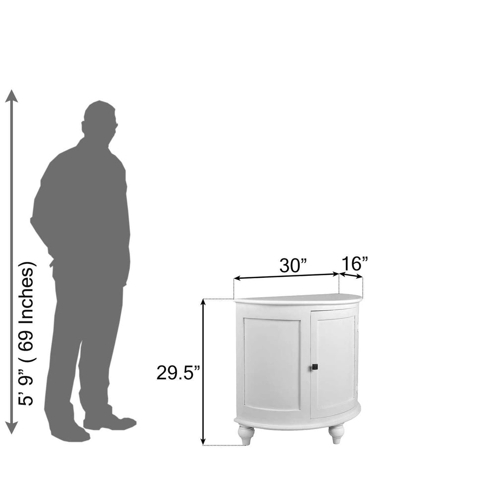 Semi Circle Side Cabinet: White Wash Finish Semi Circle Side Cabinet: White Wash Finish