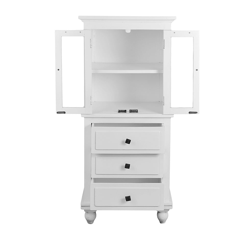Display Cabinet With 3 Drawers: White Display Cabinet With 3 Drawers: White