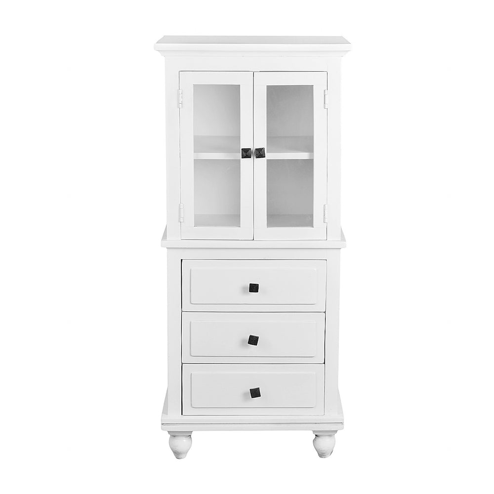 Display Cabinet With 3 Drawers: White Display Cabinet With 3 Drawers: White