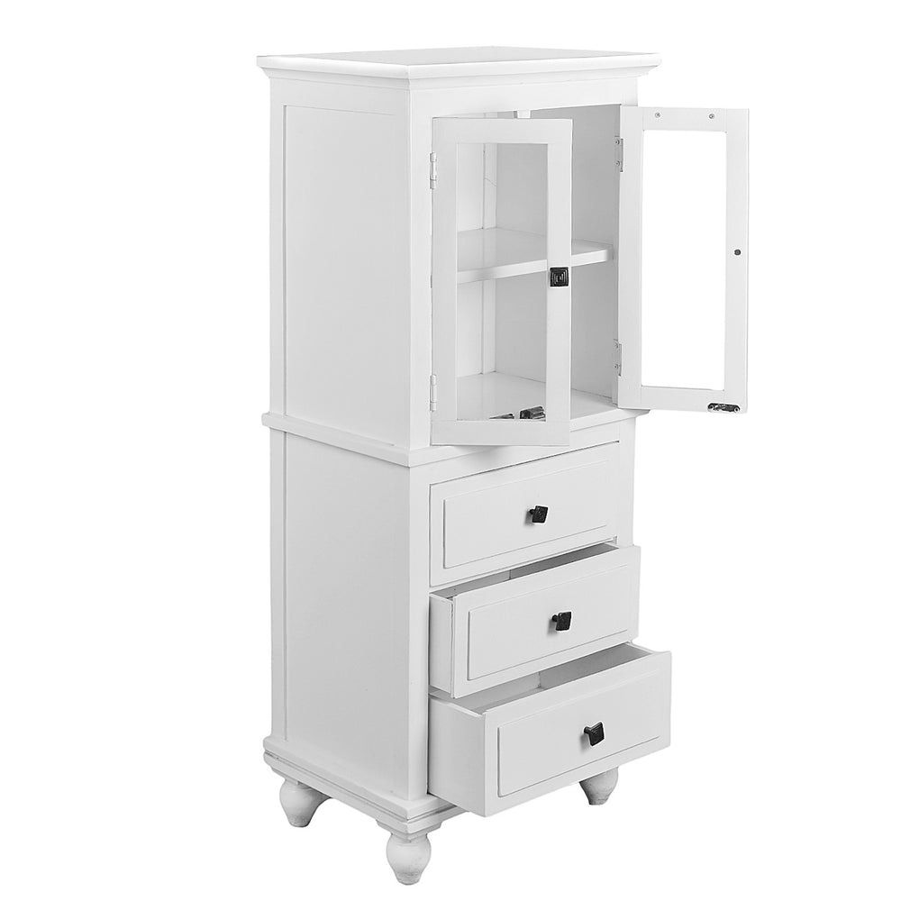 Display Cabinet With 3 Drawers: White Display Cabinet With 3 Drawers: White
