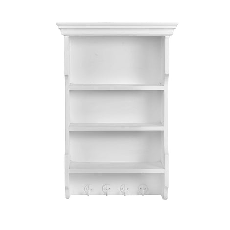 Wall Shelf With 4 Hooks: White