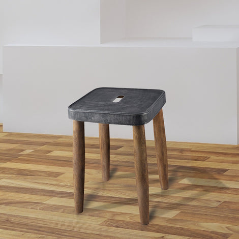 Square Stool With Metal Top