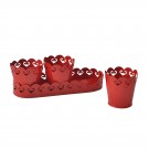 Planters With Tray: Red Planters With Tray: Red