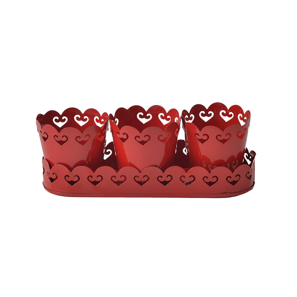 Planters With Tray: Red Planters With Tray: Red