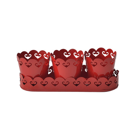Planters With Tray: Red