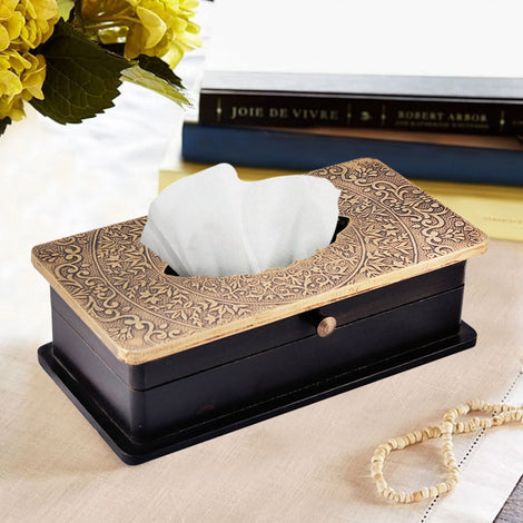 Gold & Black Tissue Box