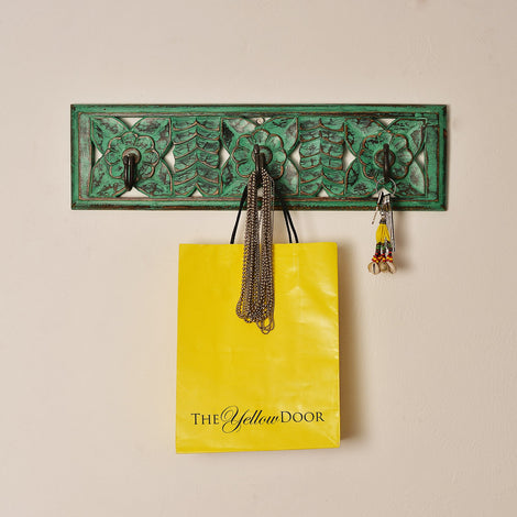 Wooden Cutwork Hook/Hanger Rail: Green