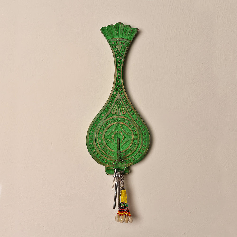 Wood Hook/ Hanger: Green Wood Hook/ Hanger: Green