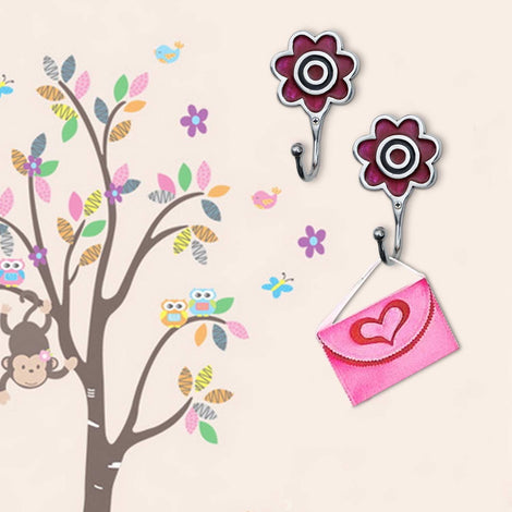 Pink Flower Hooks (Set Of 2)
