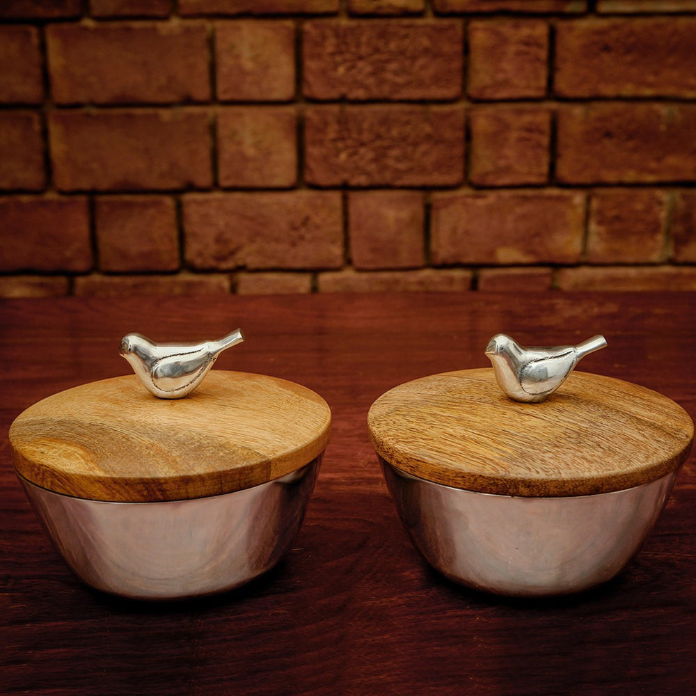 Bird Bowls With Lid (Set Of 2) Bird Bowls With Lid (Set Of 2)