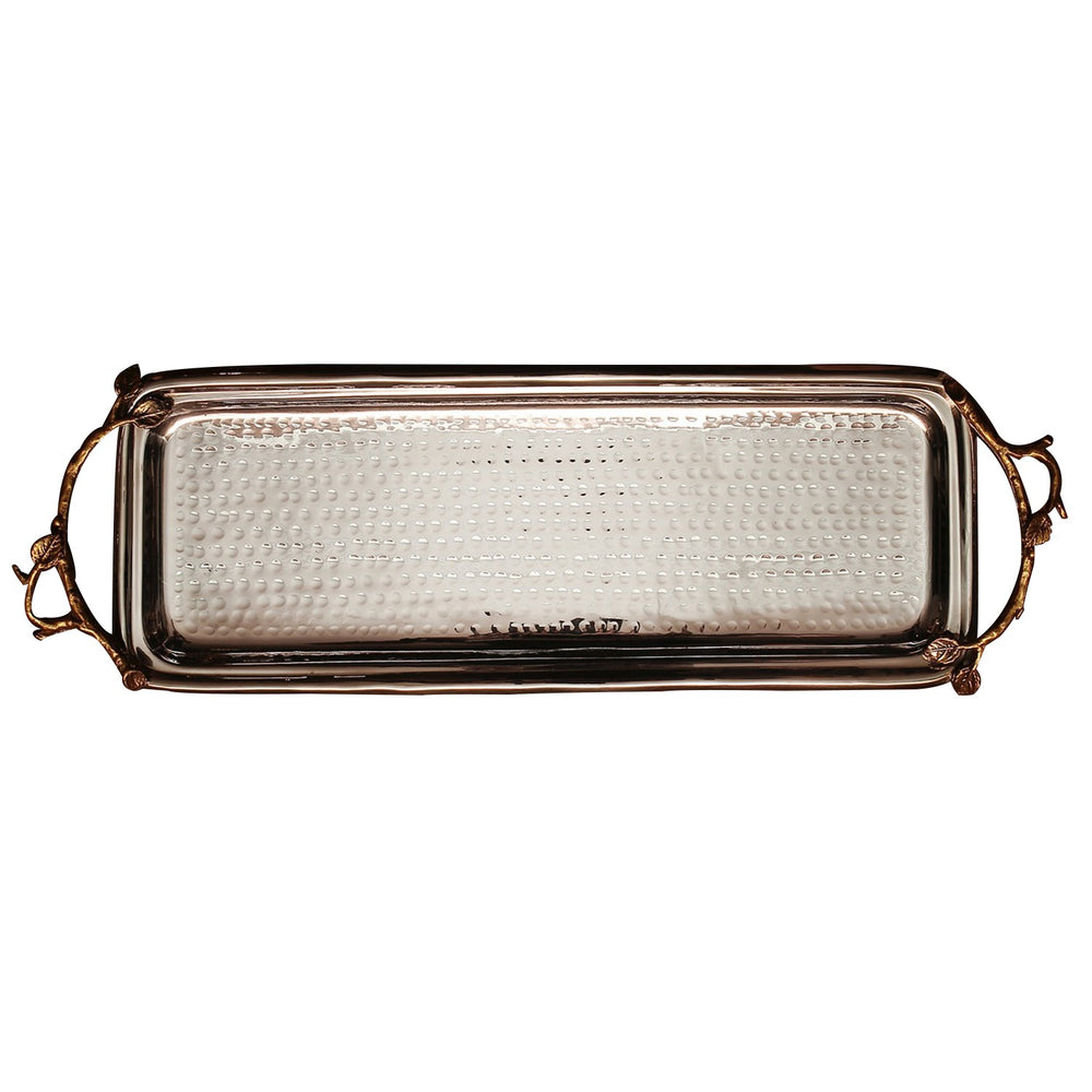 Stainless Steel Rectangular Tray With Gold Handle Stainless Steel Rectangular Tray With Gold Handle