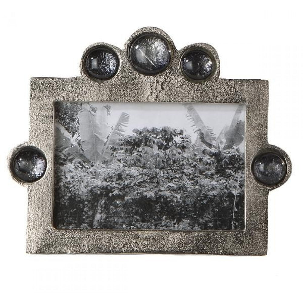 Aluminium Silver Photo Frame With Smoked Glass Beads, 4 X 6 Aluminium Silver Photo Frame With Smoked Glass Beads, 4 X 6