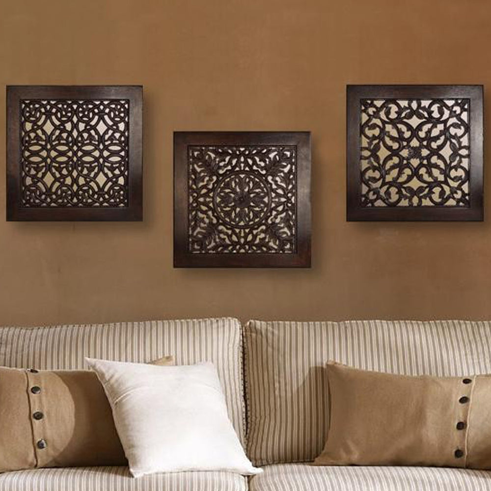 Brown Square Wall Art (Set Of 3) Brown Square Wall Art (Set Of 3)