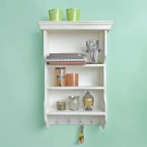 Wall Shelf With 4 Hooks: White Wall Shelf With 4 Hooks: White