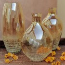 Crackled Amber Glass Vase
